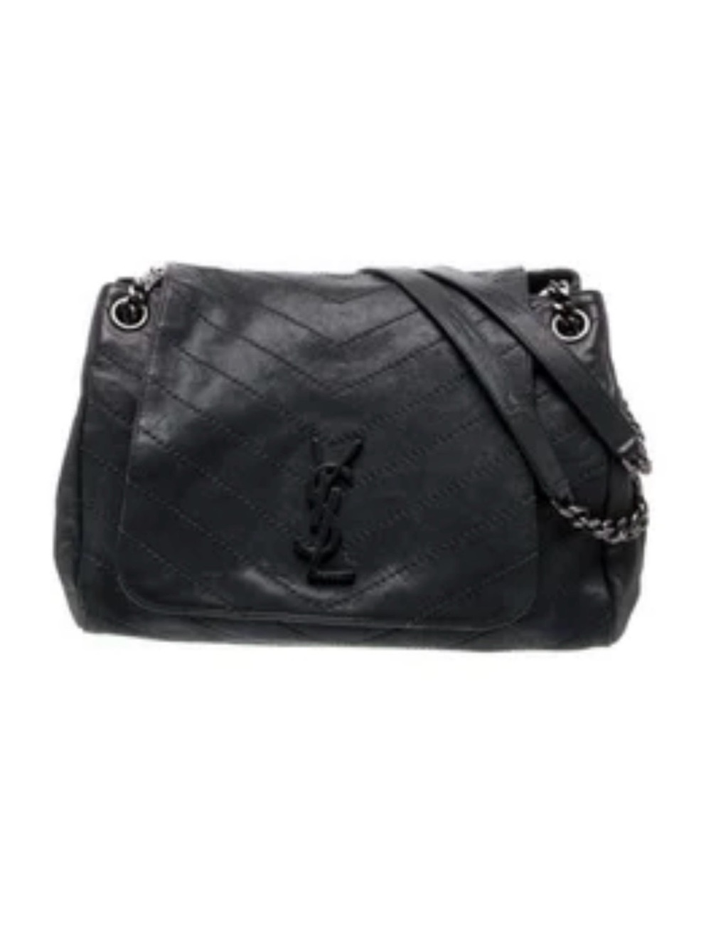 Yves Saint Laurent Black Quilted Shoulder Bag with Chain Strap